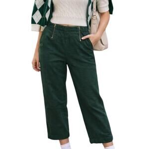 Coolrated Miami Linen High Rise Elastic Pants Size XXS Green Career Quiet Luxury